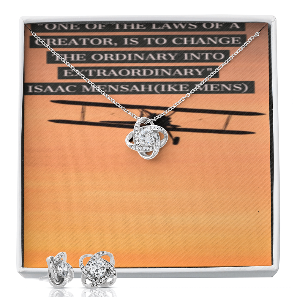 IKE MENS Quote Love Knot Earring and Necklace