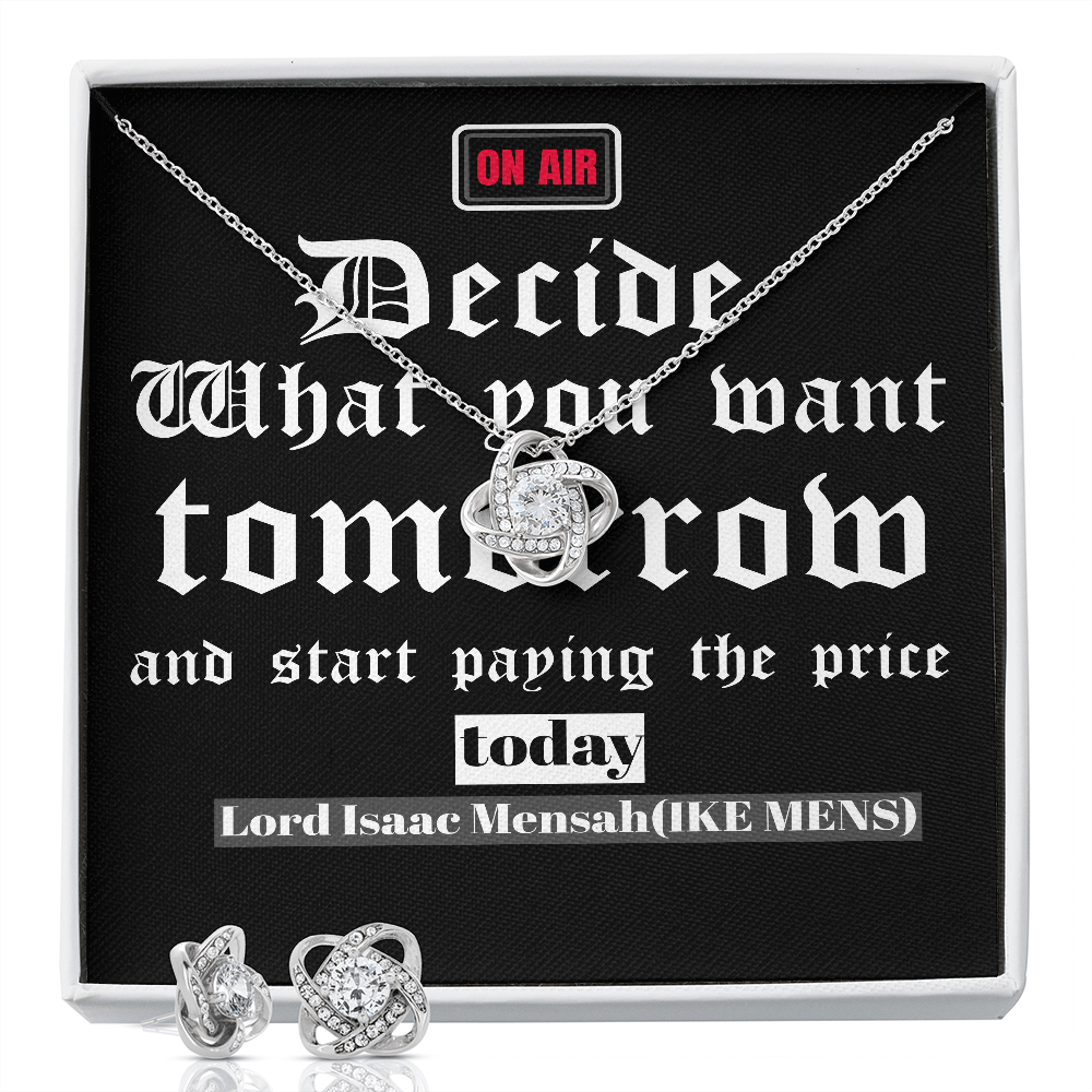IKE MENS Quote Love knot Earring & Necklace