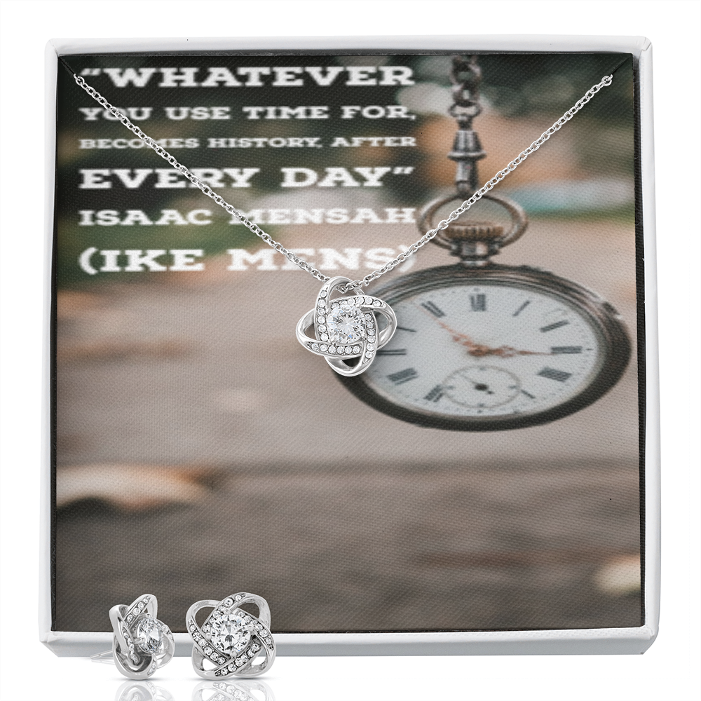 IKE MENS QUOTE LOVE KNOT EARRING AND NECKLACE SET