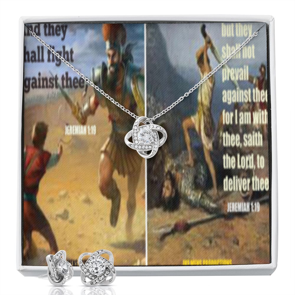 IKE MENS SCRIPTURE COLLAGE LOVE KNOT EARRING AND NECKLACE SET