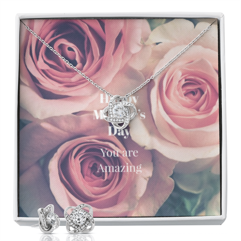 Happy Mother's Day Love Knot Earring and Necklace set