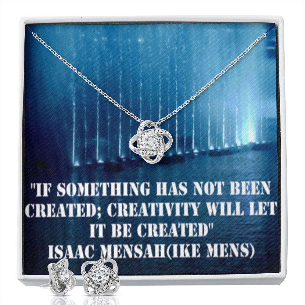 IKE MENS Quote Love Knot Earring & Necklace Set