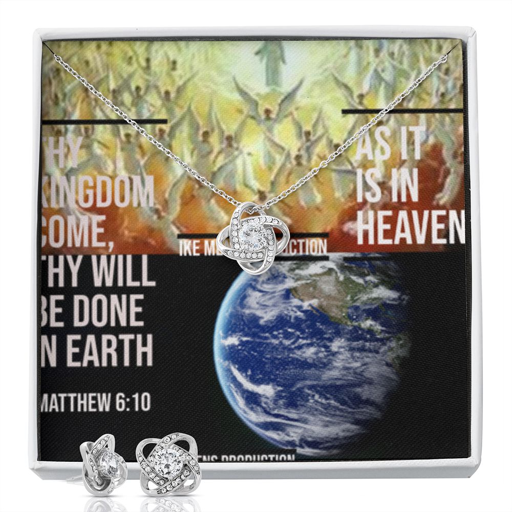 IKE MENS SCRIPTURE COLLAGE LOVE KNOT EARRING AND NECKLACE SET
