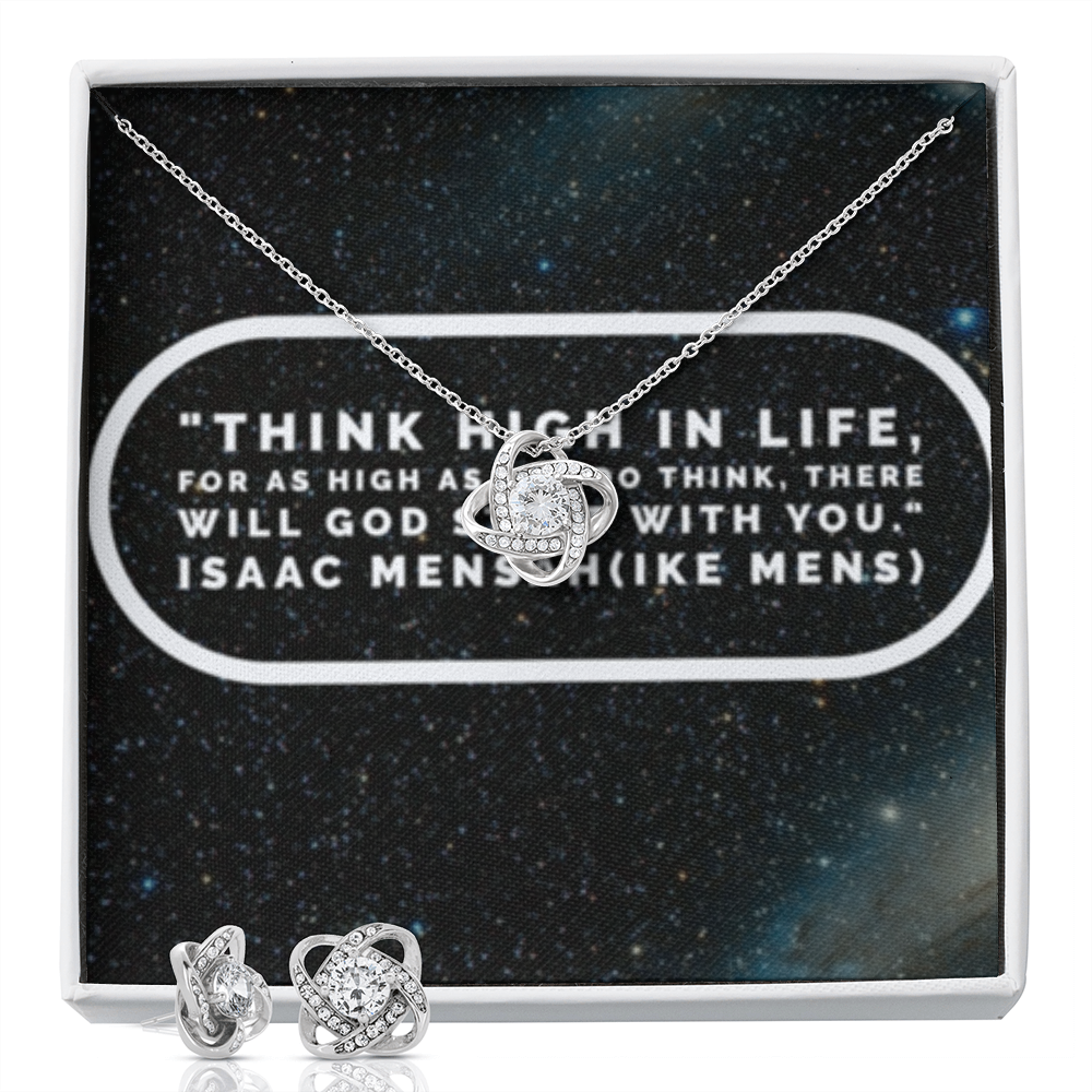IKE MENS Quote Love Knot Earring & Necklace Set