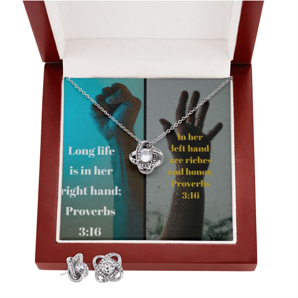 IKE MENS SCRIPTURE COLLAGE LOVE KNOT EARRING AND NECKLACE SET