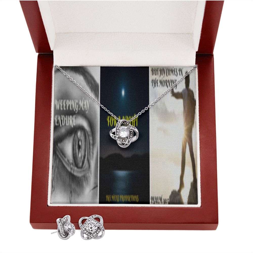 IKE MENS SCRIPTURE COLLAGE LOVE KNOT EARRING AND NECKLACE SET