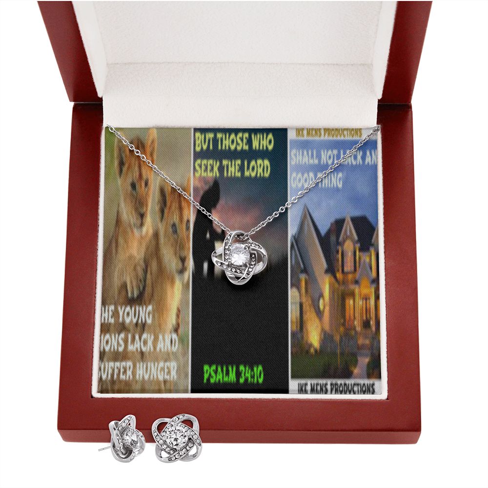 IKE MENS SCRIPTURE COLLAGE LOVE KNOT EARRING AND NECKLACE SET