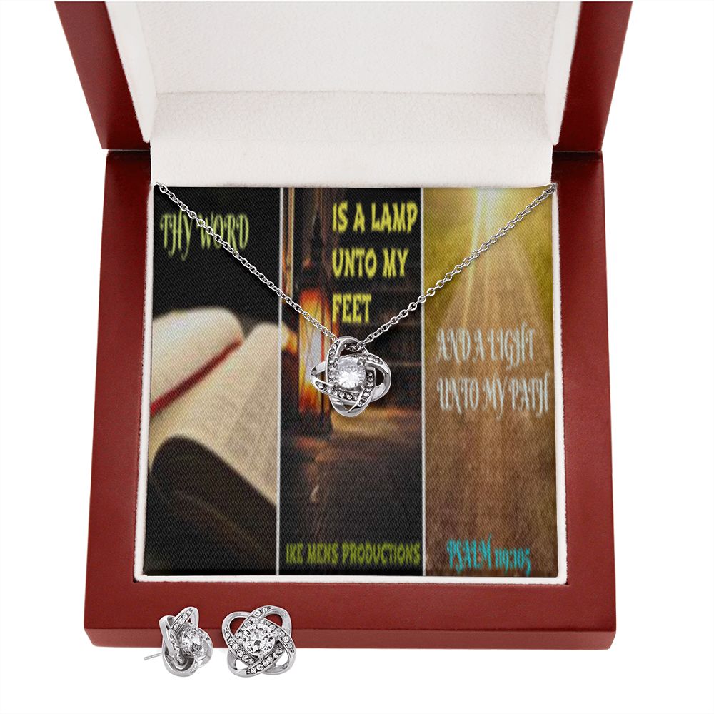 IKE MENS SCRIPTURE COLLAGE LOVE KNOT EARRING AND NECKLACE SET