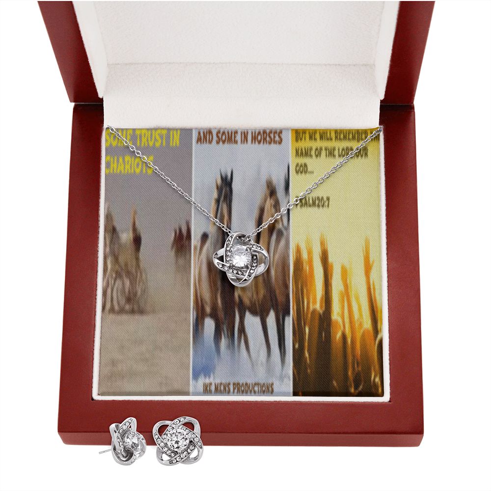IKE MENS SCRIPTURE COLLAGE LOVE KNOT EARRING AND NECKLACE SET