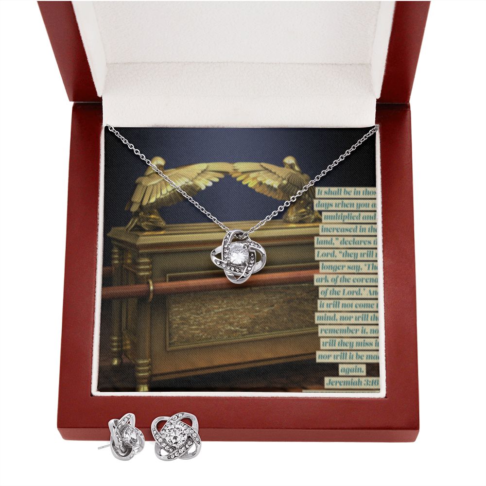 LOVE KNOT EARRING AND NECKLACE SET IN ARK OF THE COVENANT