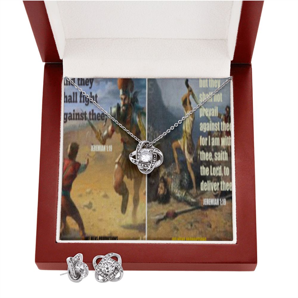 IKE MENS SCRIPTURE COLLAGE LOVE KNOT EARRING AND NECKLACE SET