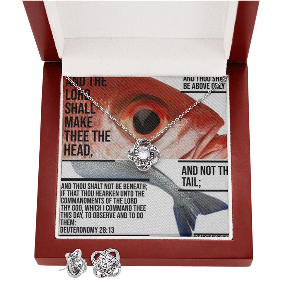 IKE MENS SCRIPTURE COLLAGE LOVE KNOT EARRING AND NECKLACE SET