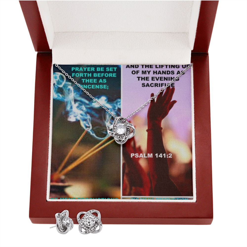 IKE MENS SCRIPTURE COLLAGE LOVE KNOT EARRING AND NECKLACE SET