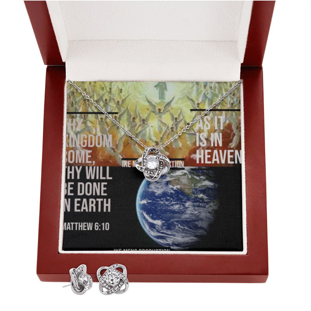 IKE MENS SCRIPTURE COLLAGE LOVE KNOT EARRING AND NECKLACE SET