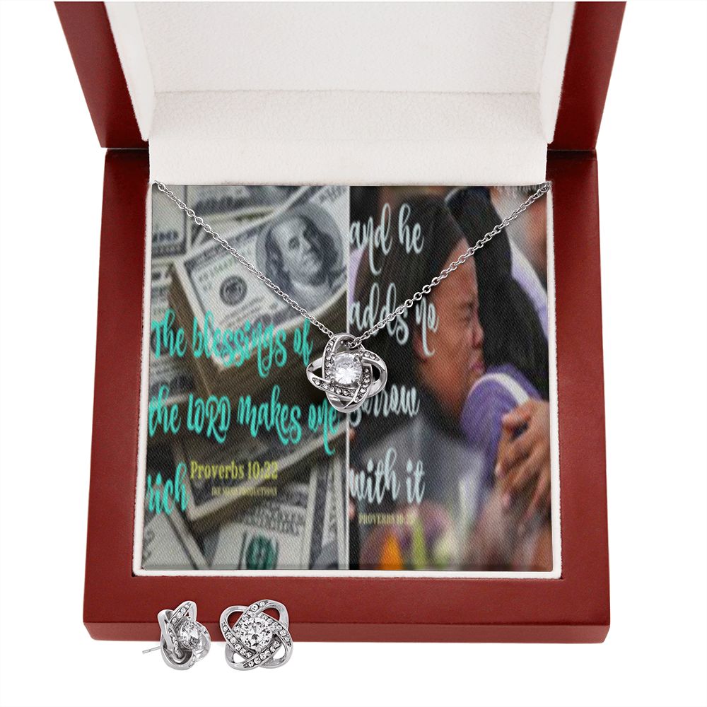 IKE MENS SCRIPTURE COLLAGE LOVE KNOT EARRING AND NECKLACE SET