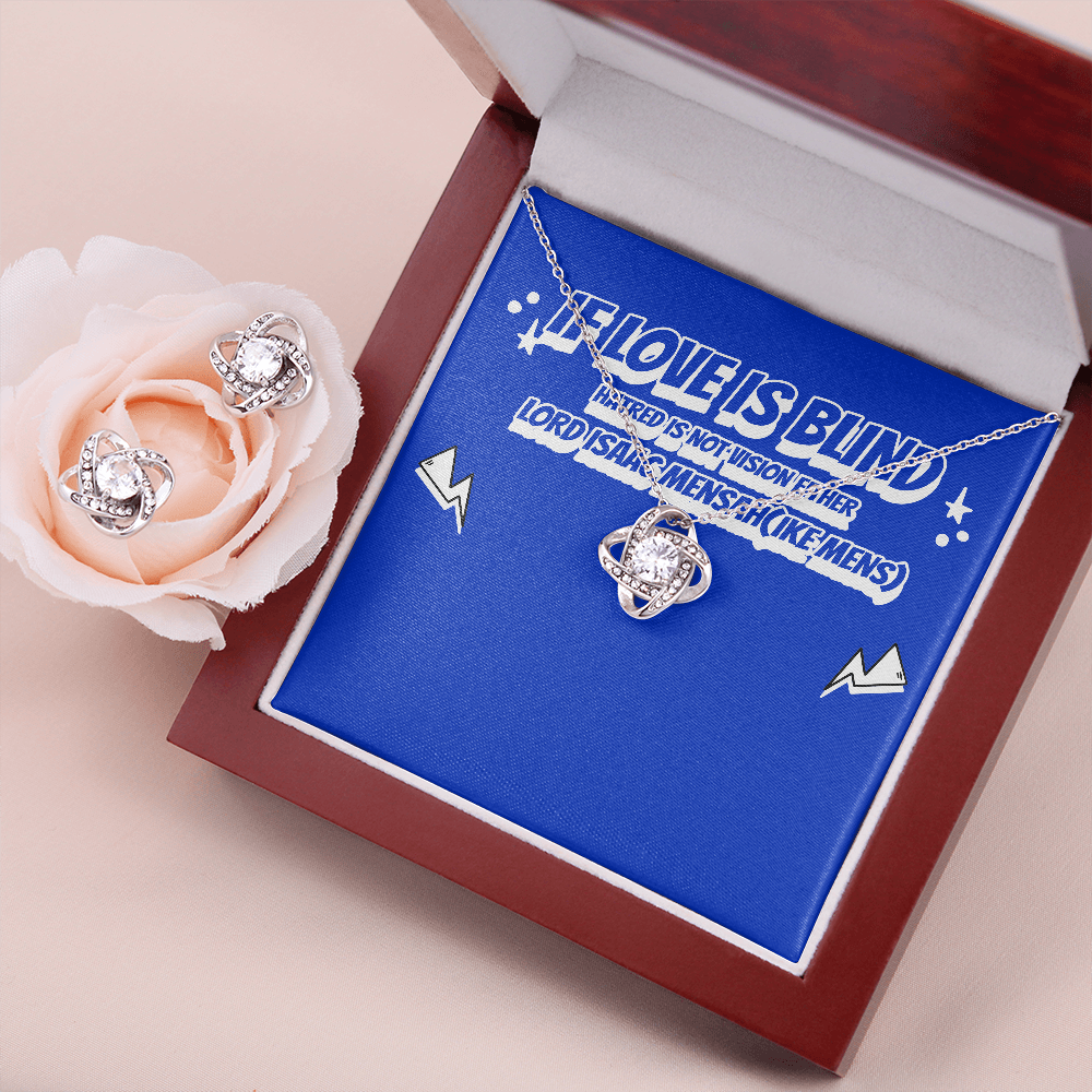 IKE MENS Quote Love Knot Earring & Necklace
