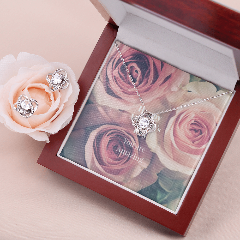 Happy Mother's Day Love Knot Earring and Necklace set