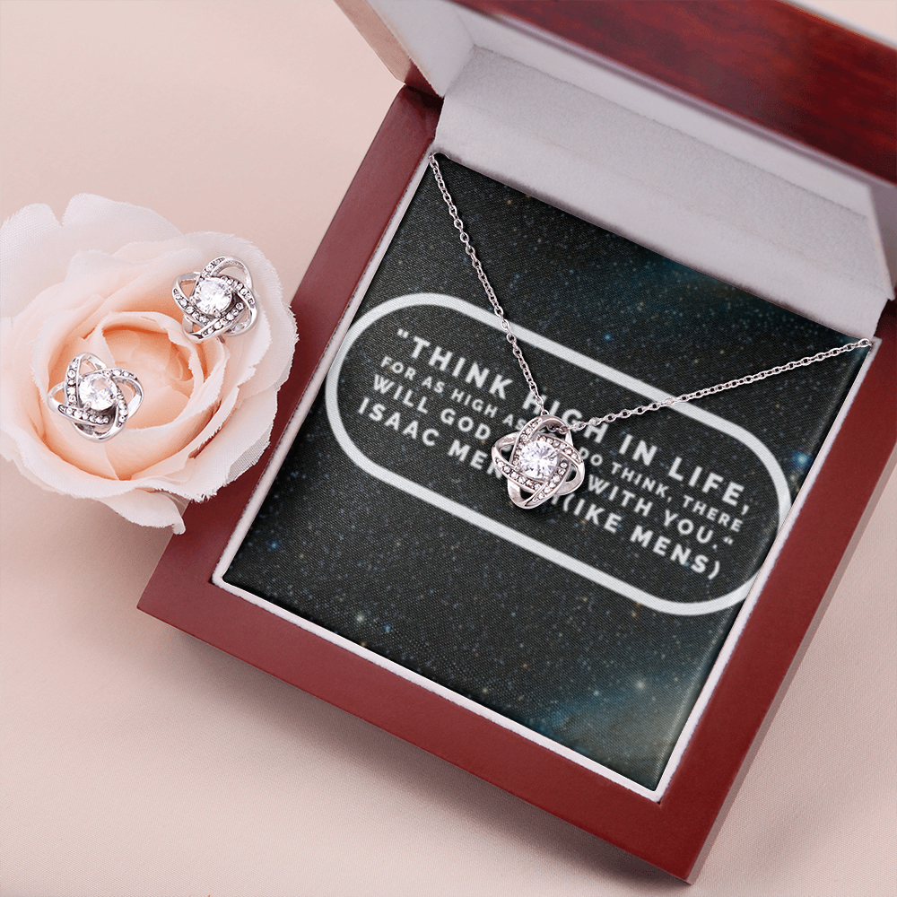 IKE MENS Quote Love Knot Earring & Necklace Set