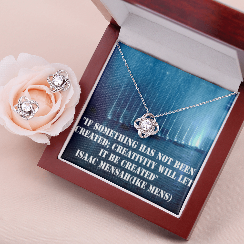 IKE MENS Quote Love Knot Earring & Necklace Set