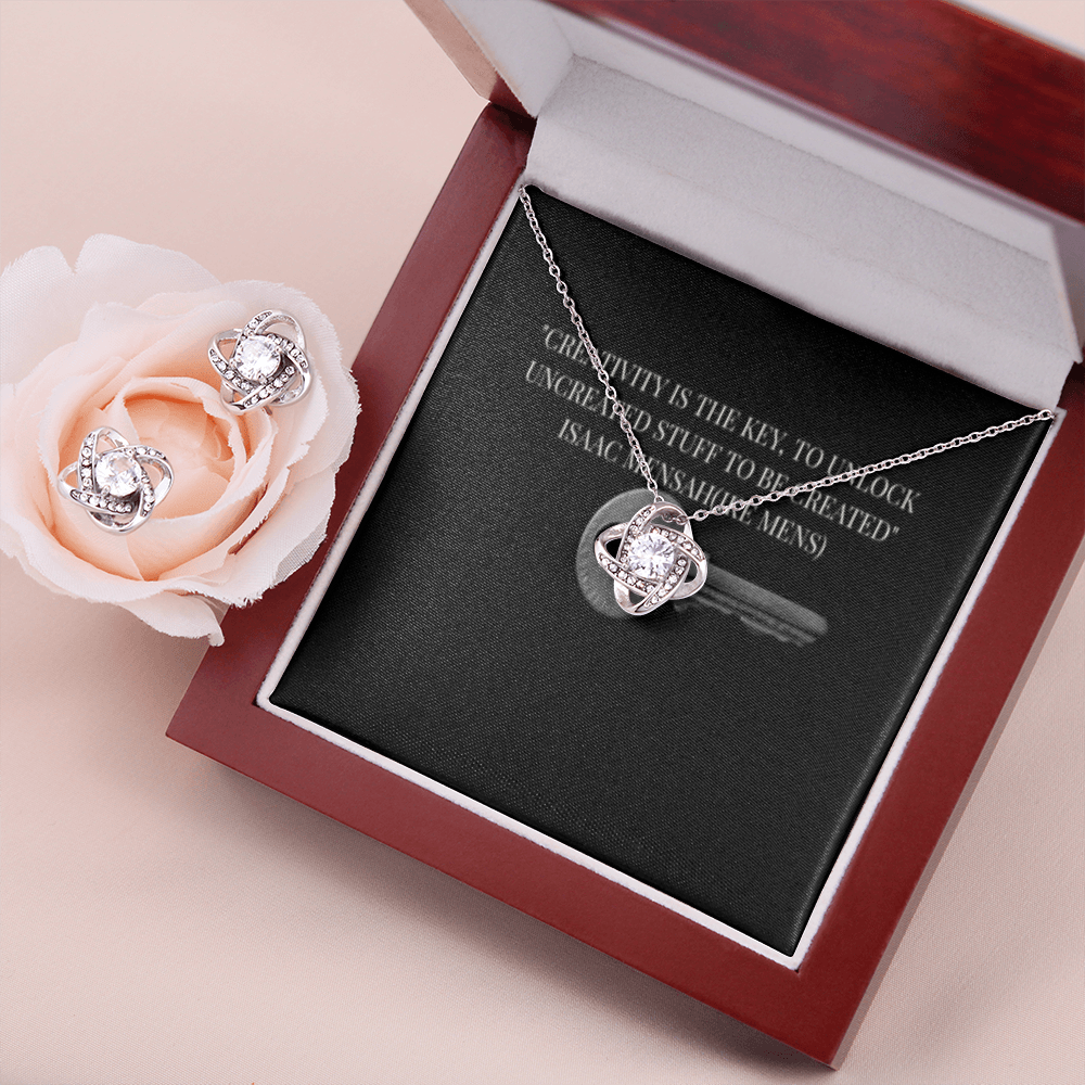 IKE MENS Quote Love Knot Earring & Necklace Set