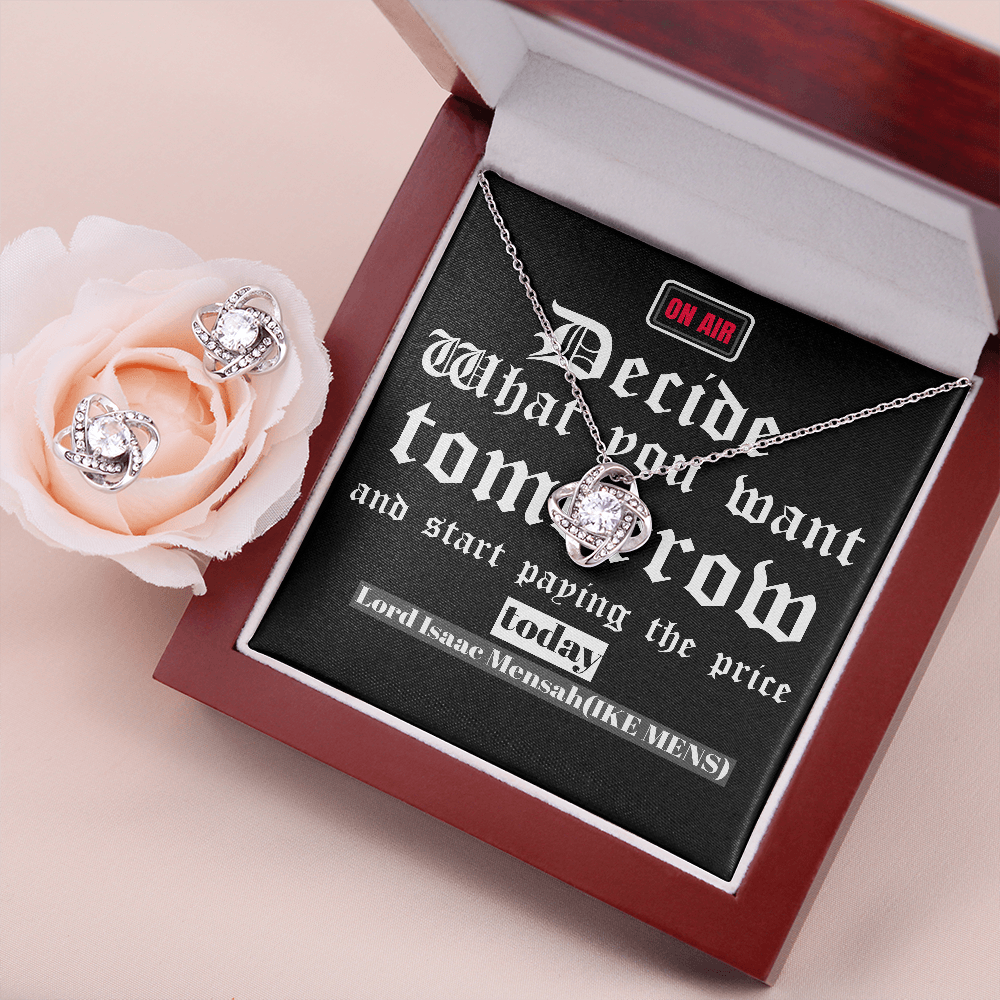 IKE MENS Quote Love knot Earring & Necklace