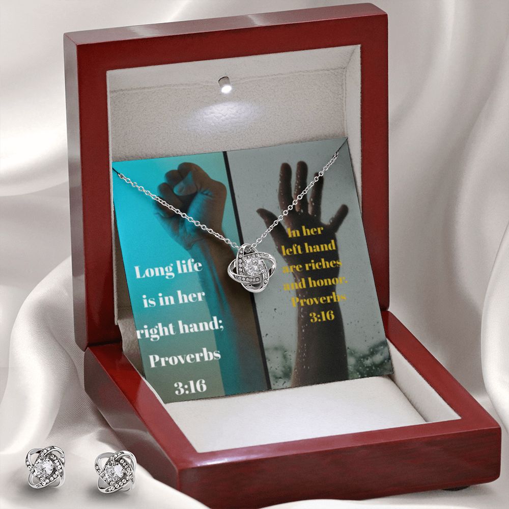 IKE MENS SCRIPTURE COLLAGE LOVE KNOT EARRING AND NECKLACE SET