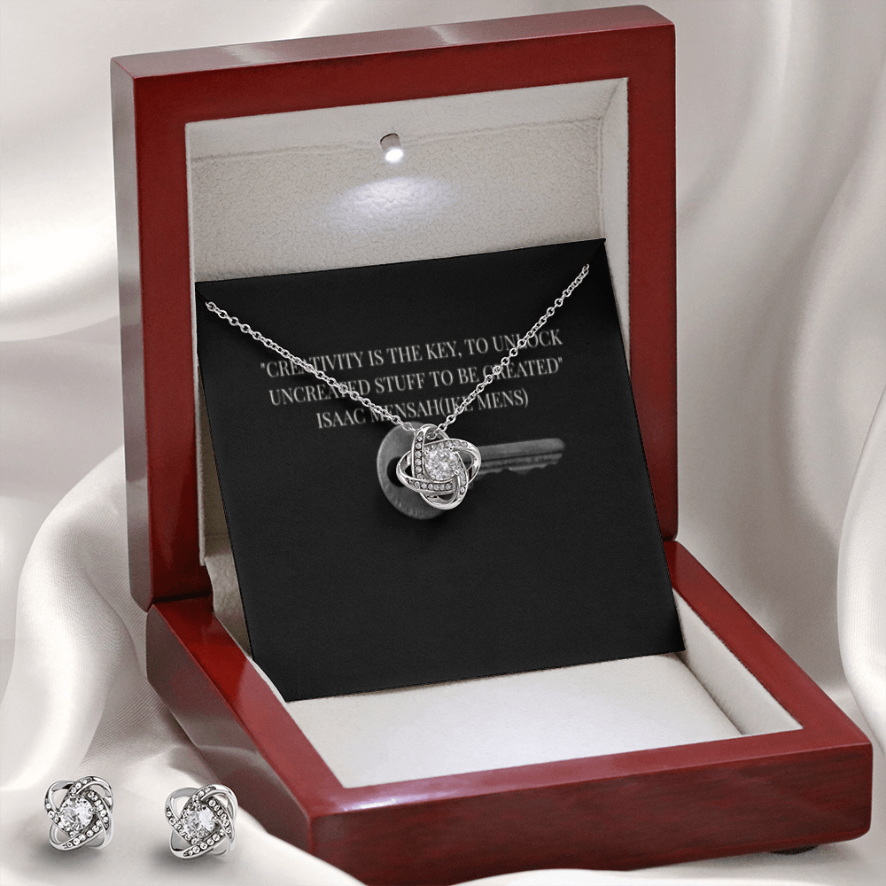 IKE MENS Quote Love Knot Earring & Necklace Set