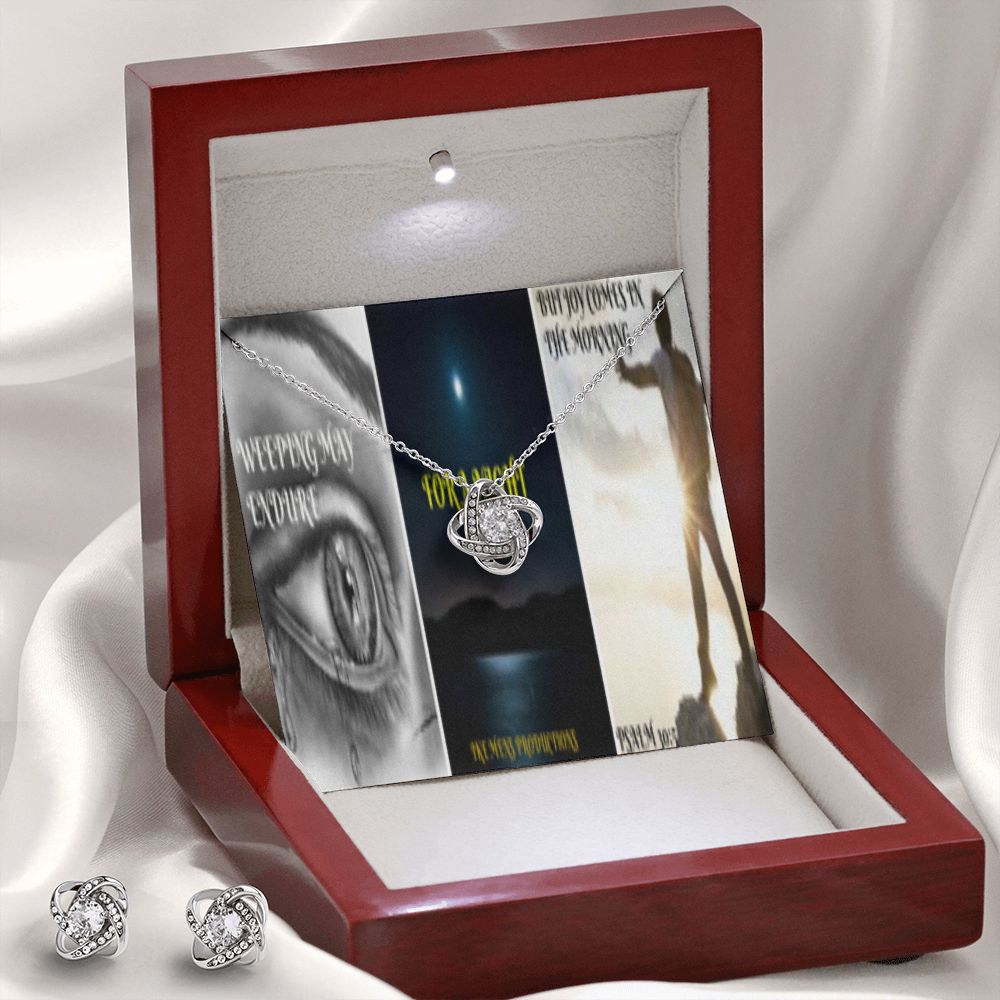 IKE MENS SCRIPTURE COLLAGE LOVE KNOT EARRING AND NECKLACE SET