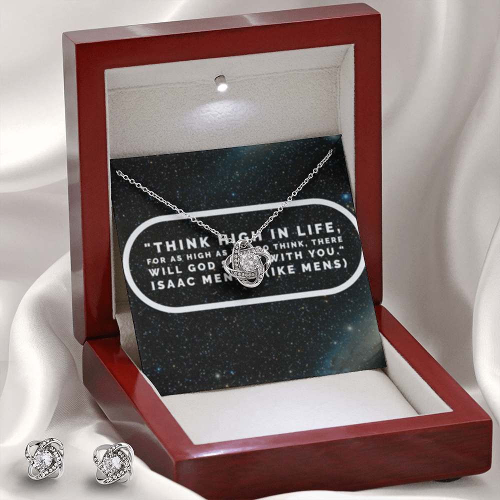 IKE MENS Quote Love Knot Earring & Necklace Set