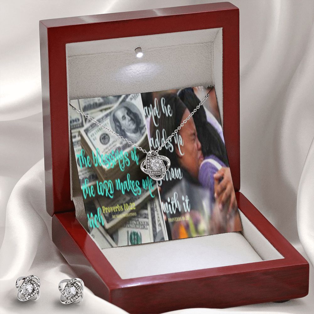 IKE MENS SCRIPTURE COLLAGE LOVE KNOT EARRING AND NECKLACE SET