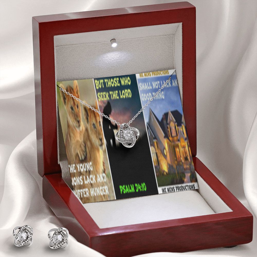 IKE MENS SCRIPTURE COLLAGE LOVE KNOT EARRING AND NECKLACE SET