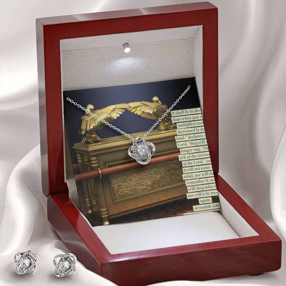 LOVE KNOT EARRING AND NECKLACE SET IN ARK OF THE COVENANT