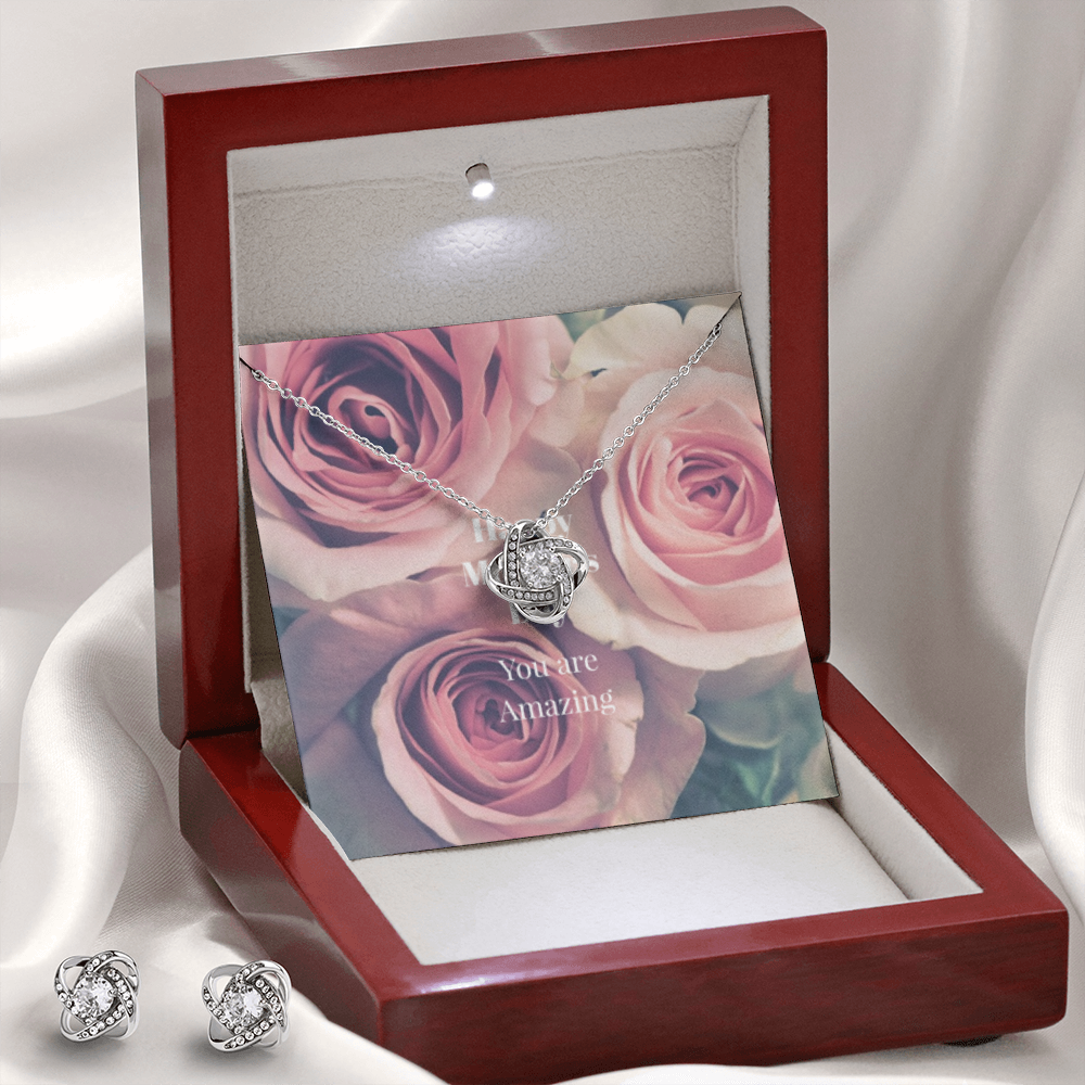 Happy Mother's Day Love Knot Earring and Necklace set