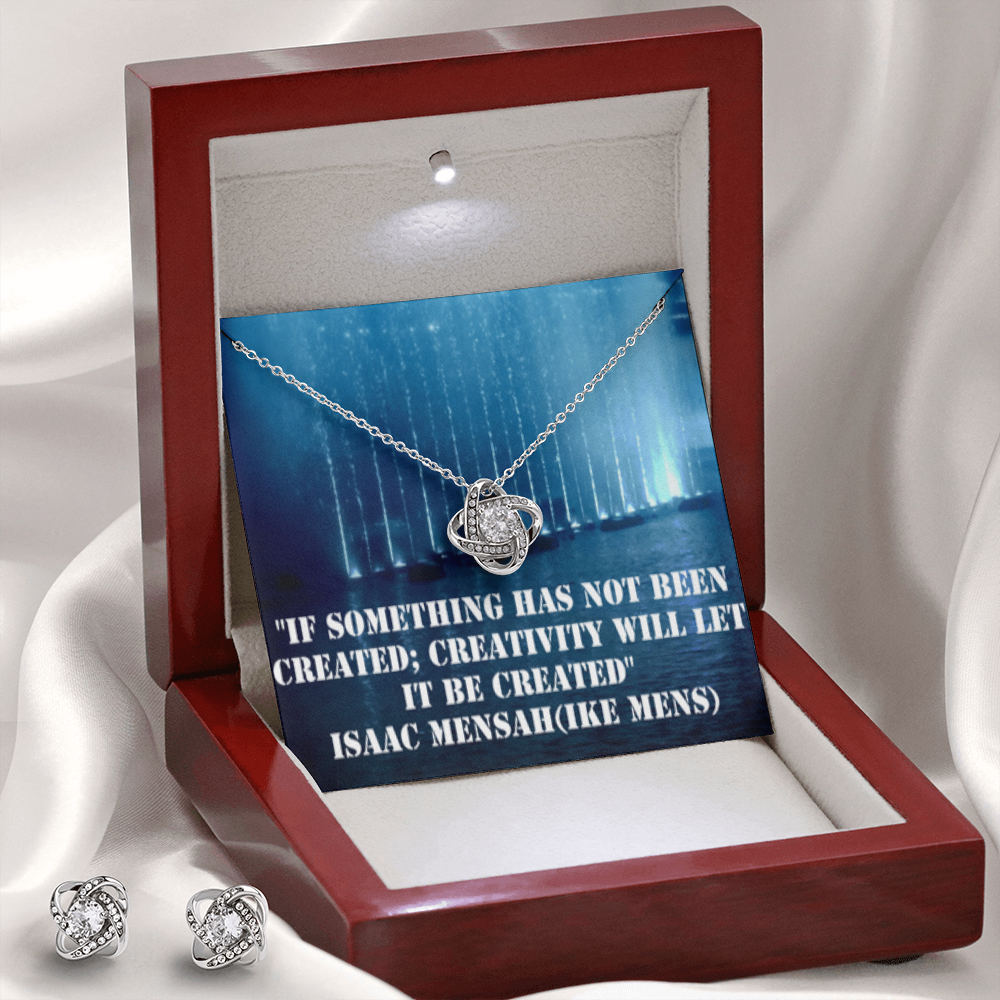 IKE MENS Quote Love Knot Earring & Necklace Set