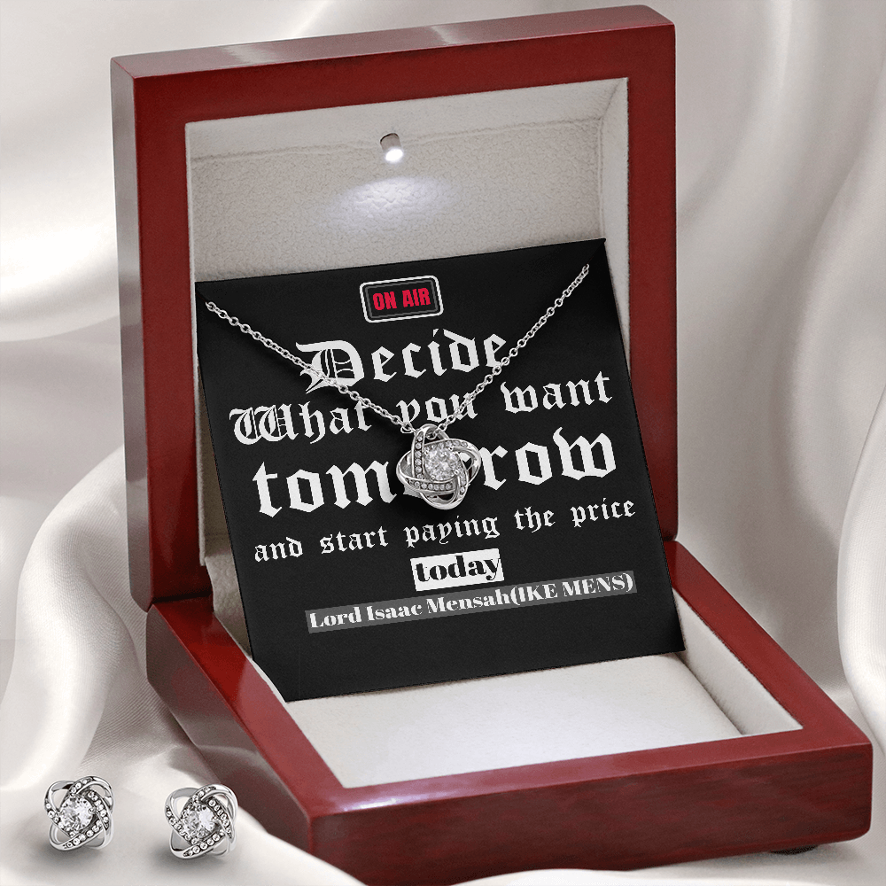 IKE MENS Quote Love knot Earring & Necklace