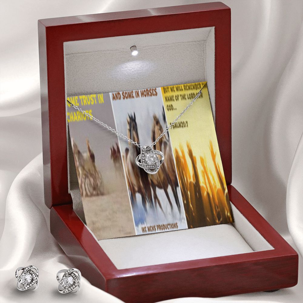 IKE MENS SCRIPTURE COLLAGE LOVE KNOT EARRING AND NECKLACE SET