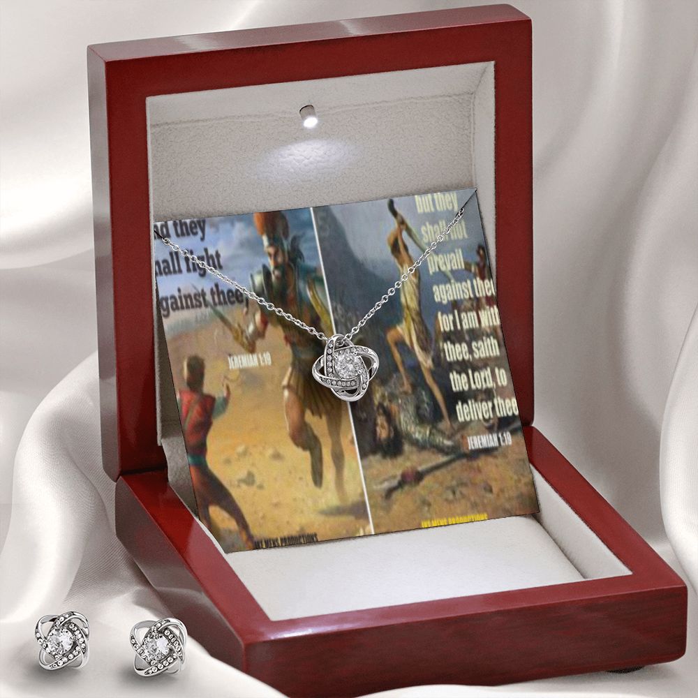 IKE MENS SCRIPTURE COLLAGE LOVE KNOT EARRING AND NECKLACE SET