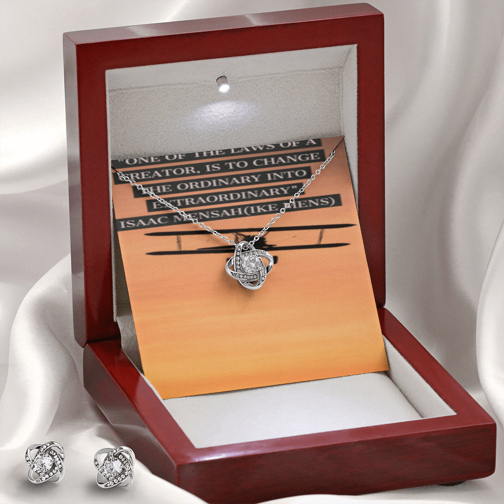 IKE MENS Quote Love Knot Earring and Necklace