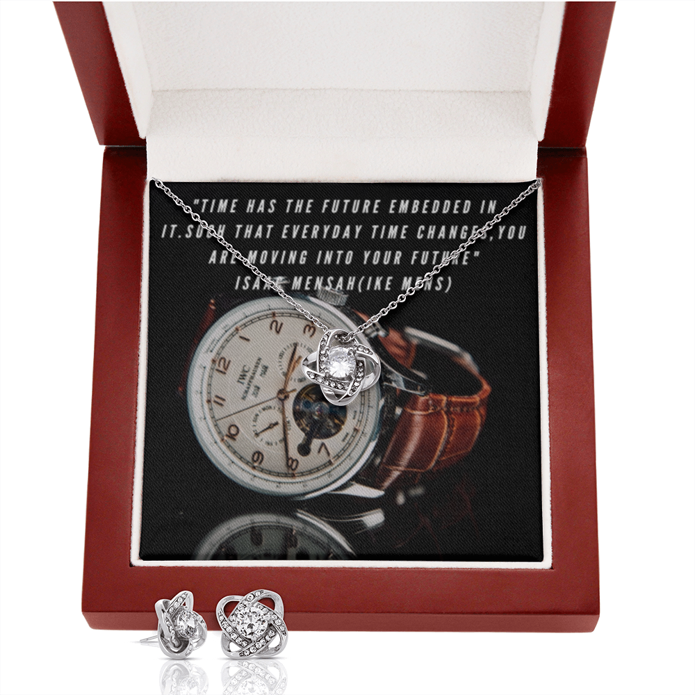 IKE MENS Quote Love Knot Earring & Necklace