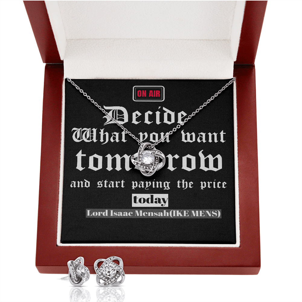 IKE MENS Quote Love knot Earring & Necklace
