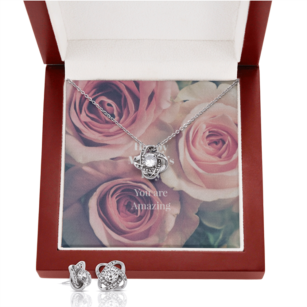 Happy Mother's Day Love Knot Earring and Necklace set