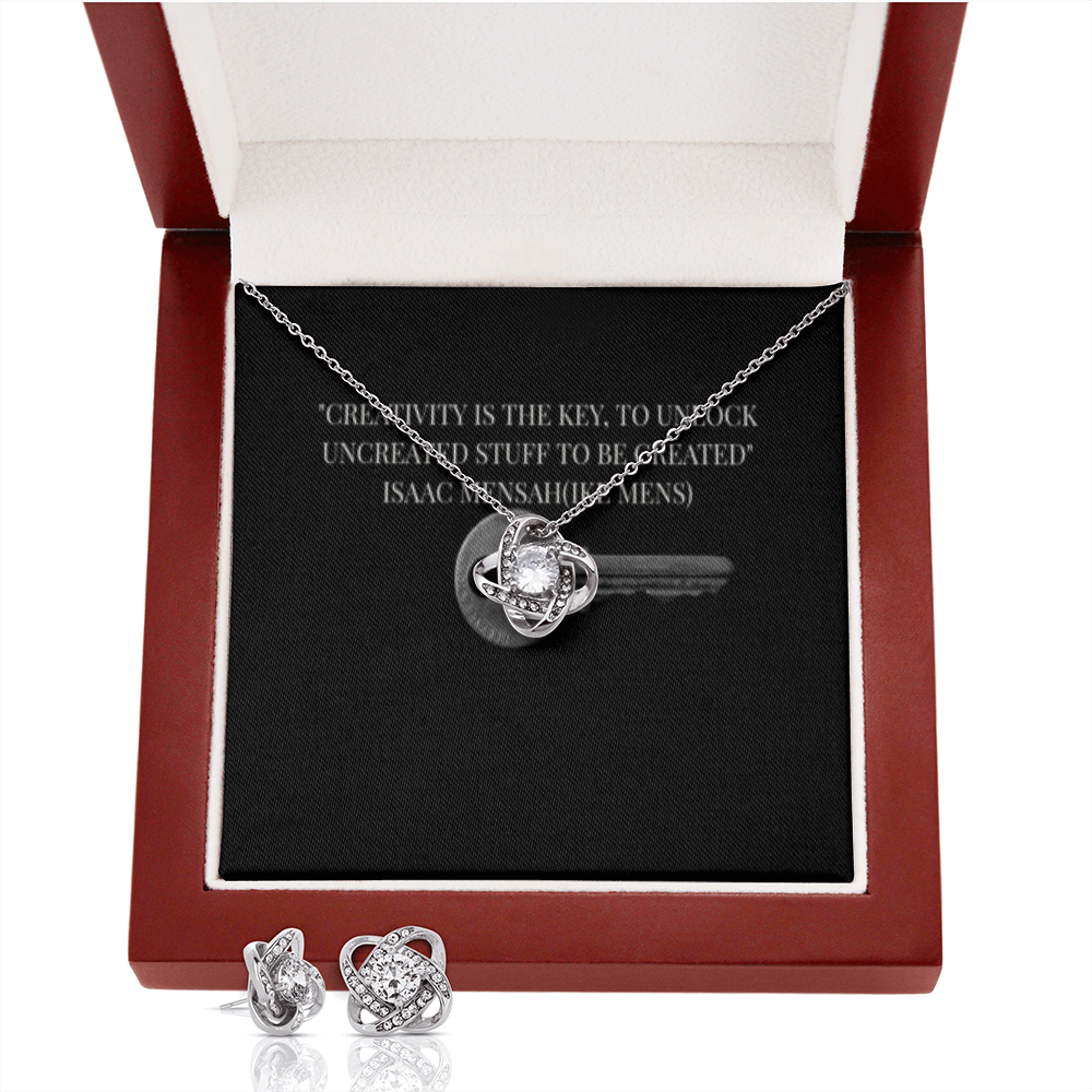 IKE MENS Quote Love Knot Earring & Necklace Set