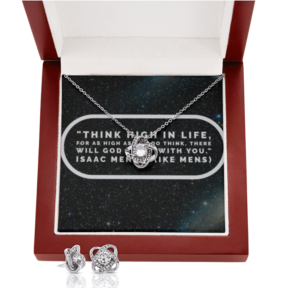 IKE MENS Quote Love Knot Earring & Necklace Set