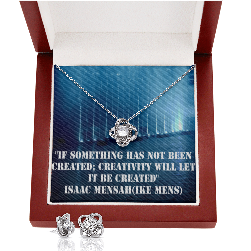 IKE MENS Quote Love Knot Earring & Necklace Set