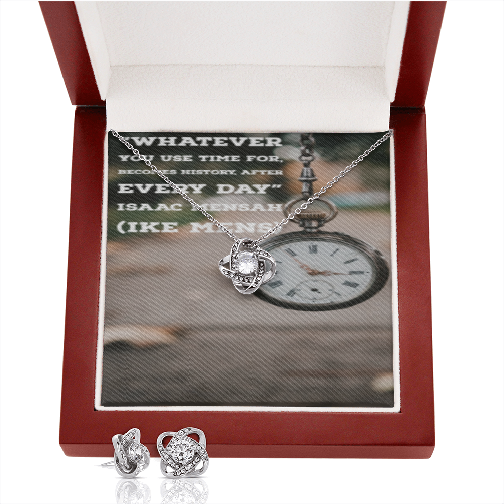 IKE MENS QUOTE LOVE KNOT EARRING AND NECKLACE SET