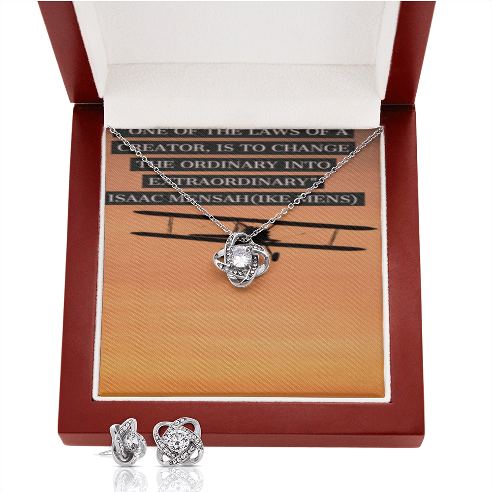 IKE MENS Quote Love Knot Earring and Necklace