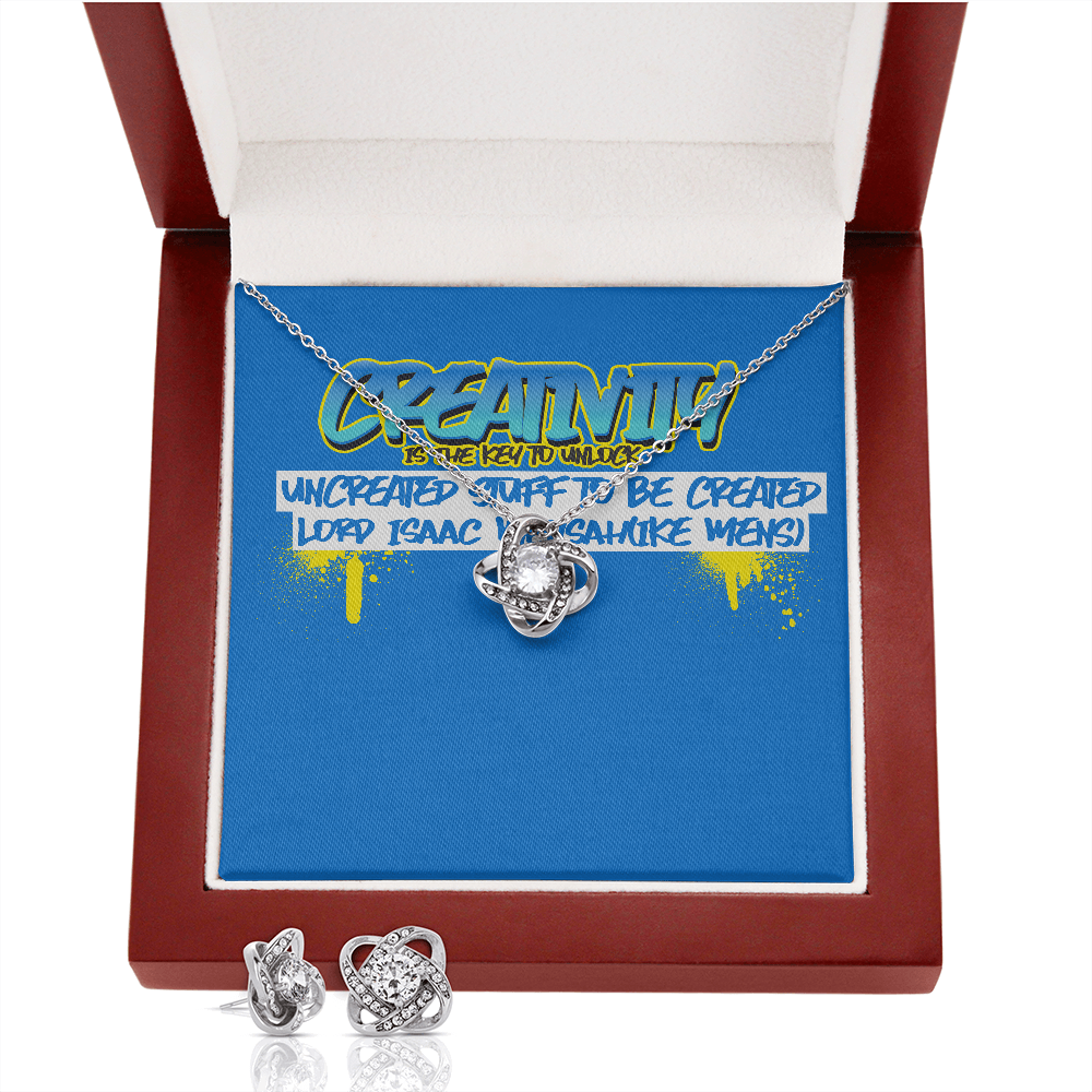 IKE MENS Quote Love knot Earring & Necklace set