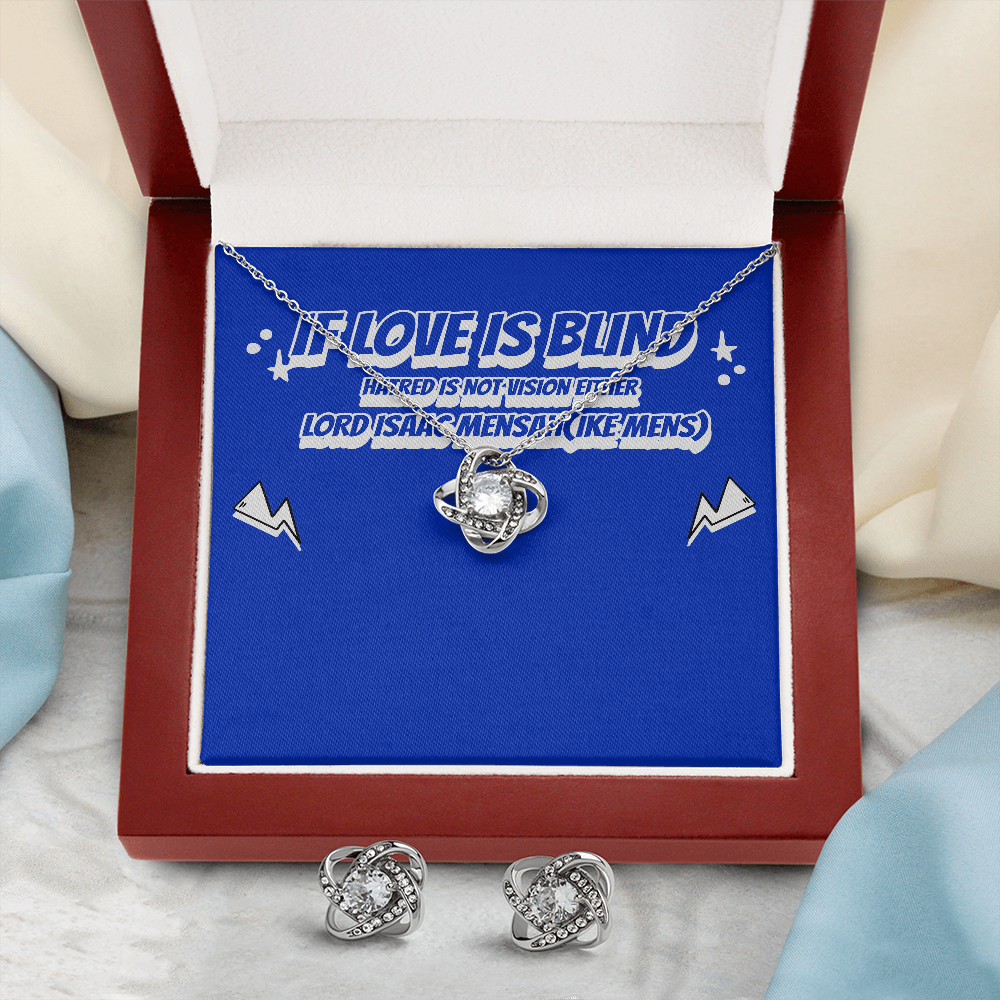 IKE MENS Quote Love Knot Earring & Necklace