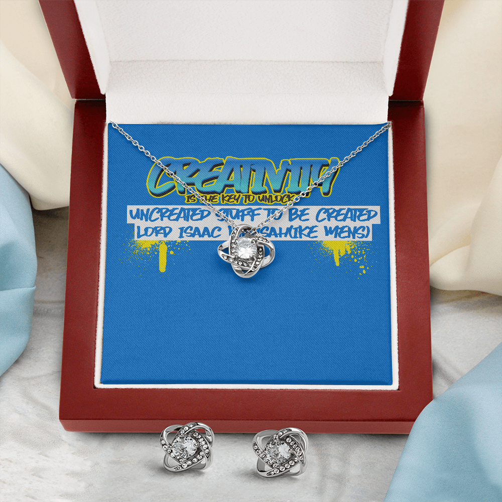 IKE MENS Quote Love knot Earring & Necklace set