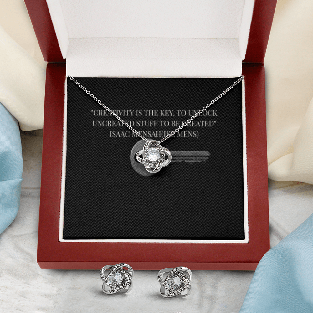 IKE MENS Quote Love Knot Earring & Necklace Set